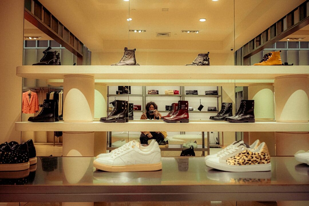 luxury shoes on display